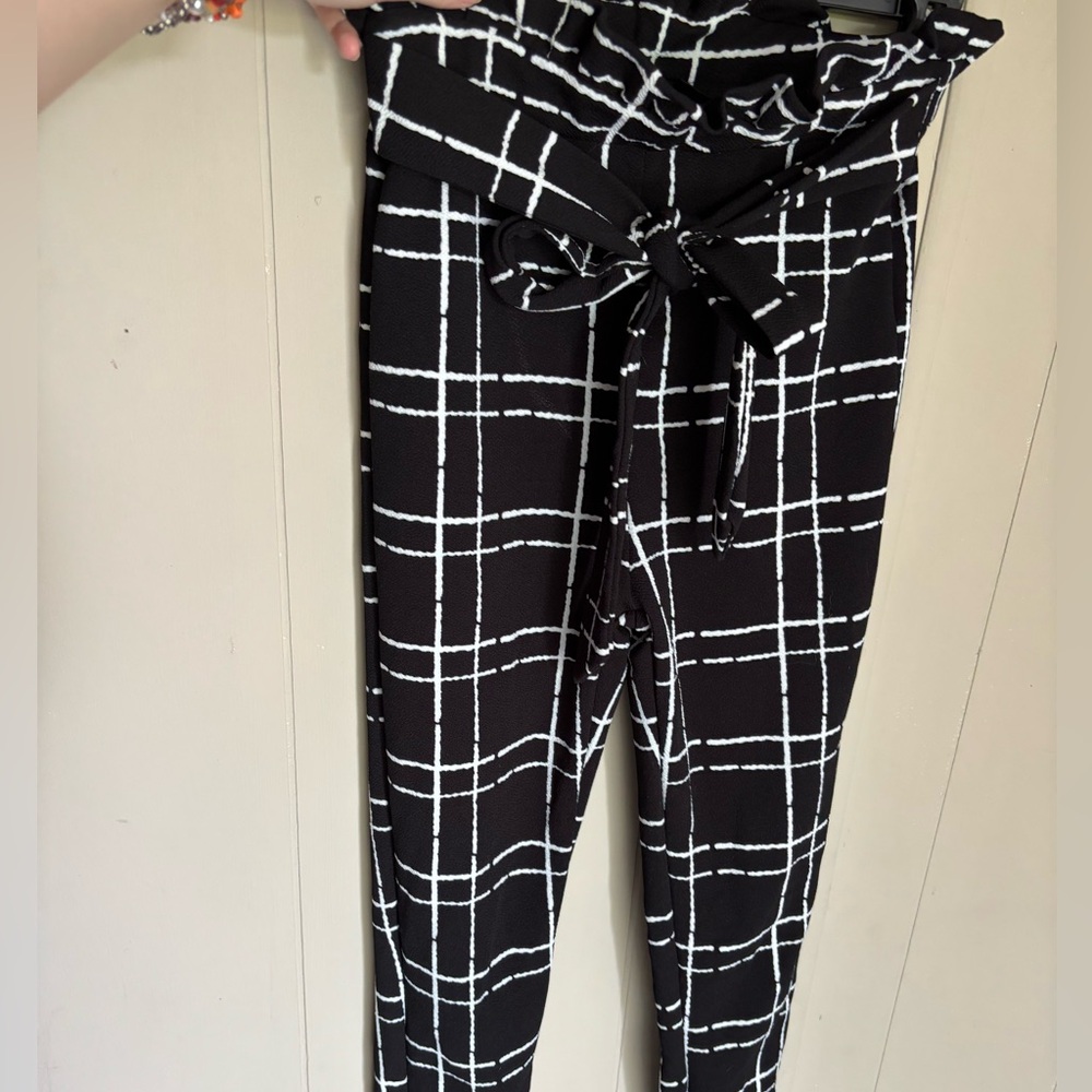 SHEIN Monochrome Grid Pattern pants